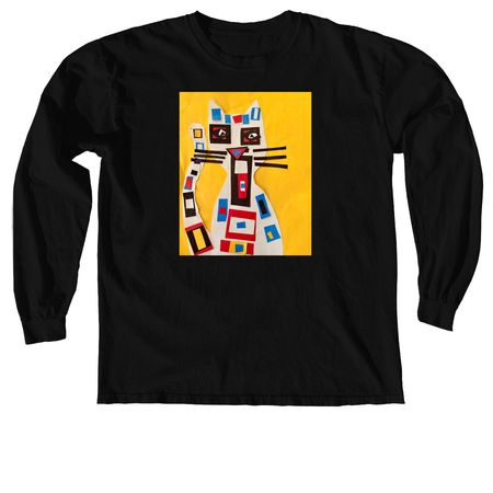 Piet the Cat, a Black Comfort Colors Long Sleeve Tee