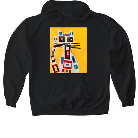 Piet the Cat, a Black Gildan Softstyle Pullover Hoodie