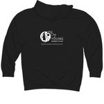 Young Women In Bio Gear, a Black Midweight Pullover Hoodie (back-view)