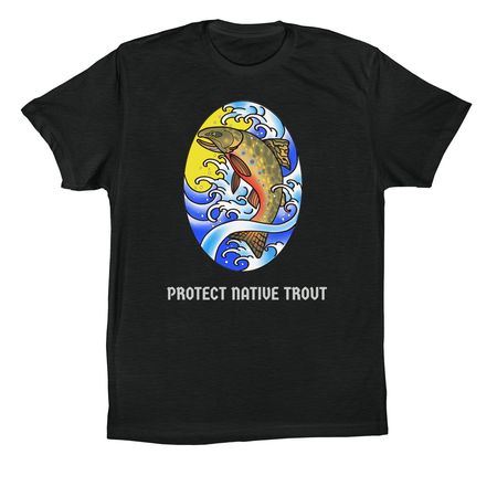 Protect Native Trout - Black, a Vintage Black Premium Cotton Tee