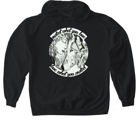 Protect and Love&nbsp;, a Black Gildan Softstyle Pullover Hoodie