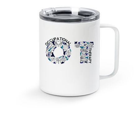 OT Travel Mug, a White Stainless Steel Travel Mug