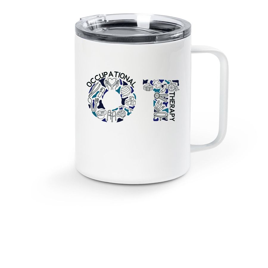 OT Travel Mug, a White Stainless Steel Travel Mug