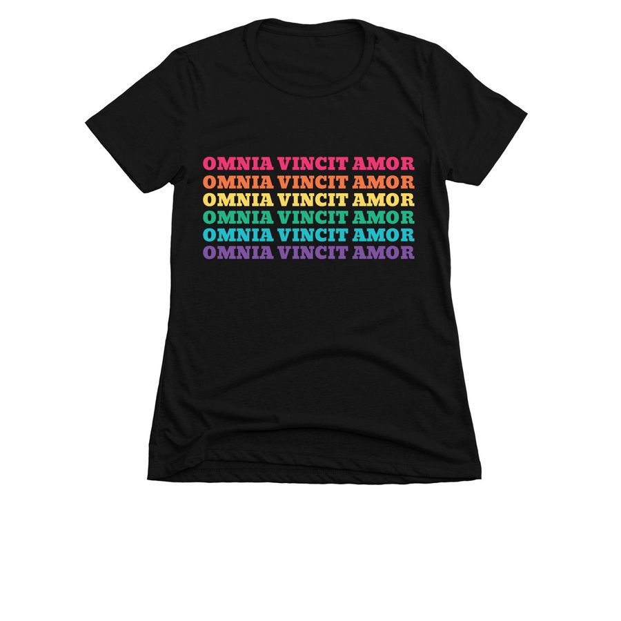 Omnia Vincit Amor T-Shirt, a Black Women's Slim Fit Tee