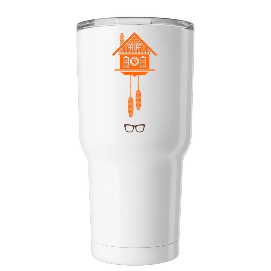 TrueCrimeInAMinute Gulp, a White Insulated Tumbler (back-view)
