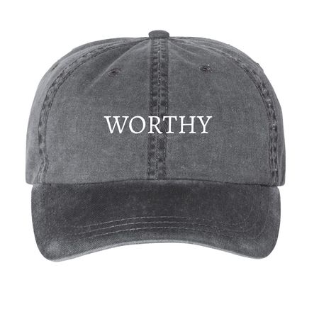 WORTHY Caps, a Black Printed Pigment Dye Baseball Cap