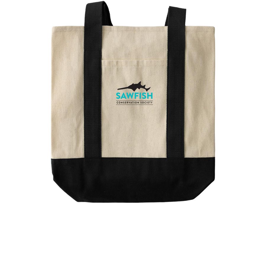 SCS Tote Bags, a Natural/Black Two-Tone Grocery Tote Bag