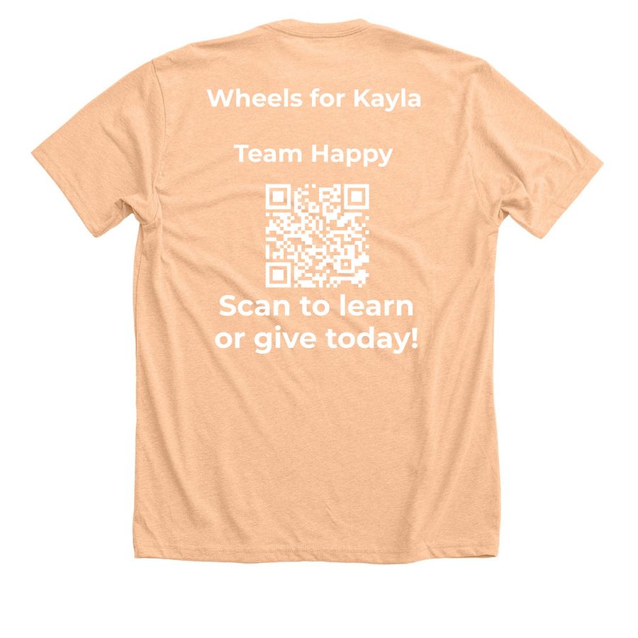 Wheels for Kayla, a Heather Peach Premium Unisex Tee (back-view)