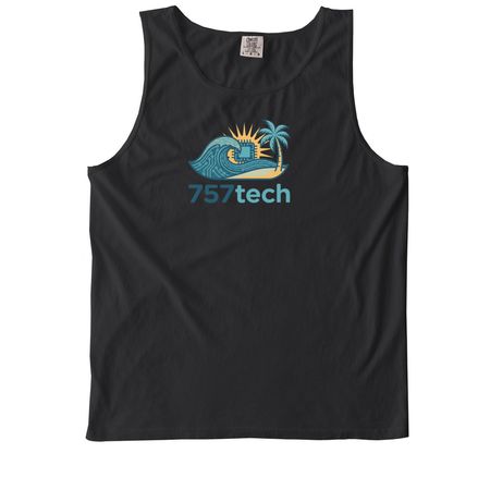 Get your summer 757 tech gear!, a Black Comfort Colors Tank Top