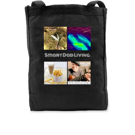 Smart Dad Living Album Covers Tote Bag, a Black Recycled Cotton Tote Bag