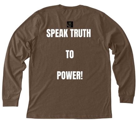 Question Conformity (?), a Heather Brown Premium Long Sleeve Tee (back-view)
