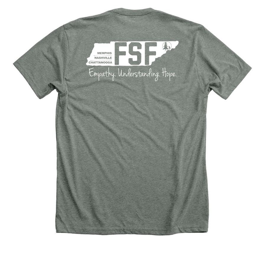 FSF Front and Back Logo, a Deep Heather Premium Unisex Tee (back-view)