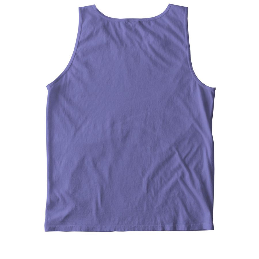 Justin Beaver Logo - black ink, a Violet Comfort Colors Tank Top (back-view)