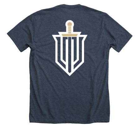 LLOYD-BLUE, a Heather Midnight Navy Premium Unisex Tee (back-view)