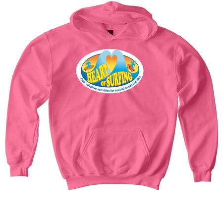 Heart of Surfing-Ocean Playground Backside LY, a Pink Lemonade Softstyle Youth Pullover Hoodie