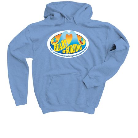 Heart of Surfing-Ocean Playground Backside LY, a Carolina Blue Youth Pullover Hoodie