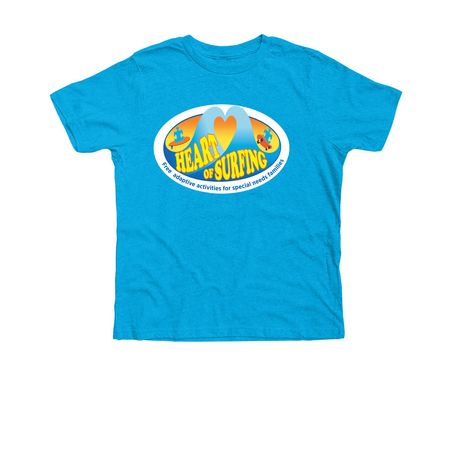 Heart of Surfing-Ocean Playground Backside LY, a Neon Blue Premium Youth Tee