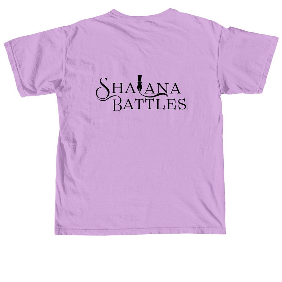 Battles Book Tour 2026, a Neon Violet Comfort Colors Unisex Tee (back-view)
