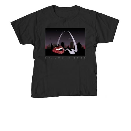 St. Louis 2026 Smoky Arch, a Black Youth Unisex Tee