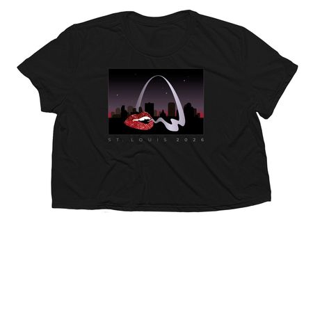 St. Louis 2026 Smoky Arch, a Black Women?s Flowy Cropped Tee