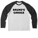 Bruno's Garage Baseball Tee, a Space Black/ Bright White Allmade Eco Triblend Colorblock Raglan Long Sleeve Tee
