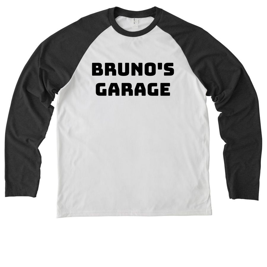 Bruno's Garage Baseball Tee, a Space Black/ Bright White Allmade Eco Triblend Colorblock Raglan Long Sleeve Tee