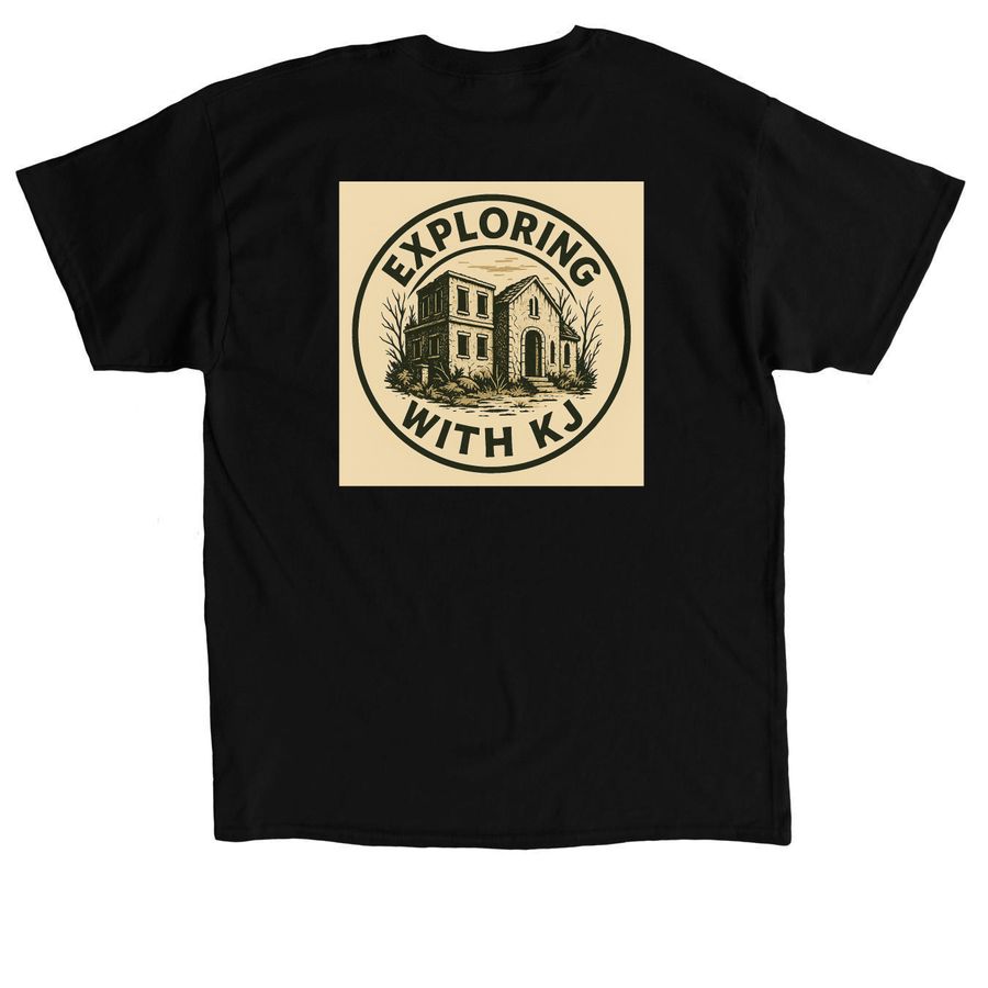 Exploring With KJ&nbsp;, a Black Classic Unisex Tee (back-view)