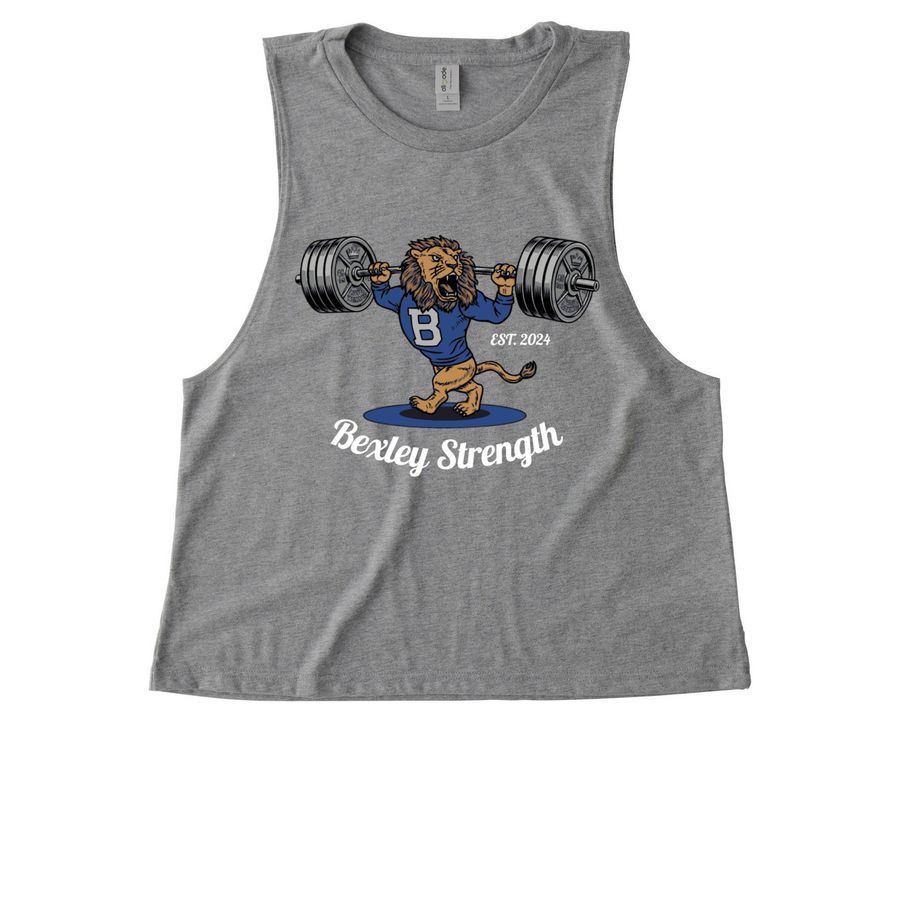 Bexley Strength Lion, a Aluminum Grey Allmade Eco Triblend Women?s Muscle Tank