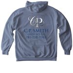 C.P. Smith Landscape Merch!&nbsp;, a Blue Jean Comfort Colors Pullover Hoodie (back-view)