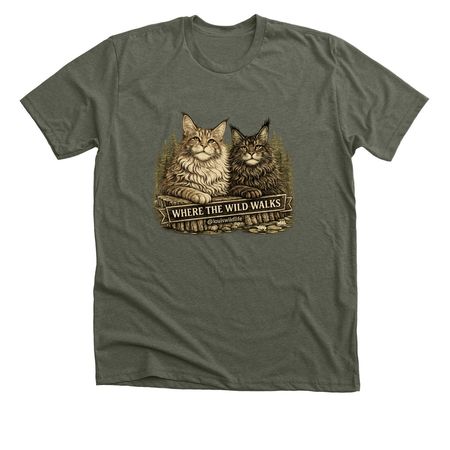 Where the Wild Walks, a Heather Military Green Premium Unisex Tee