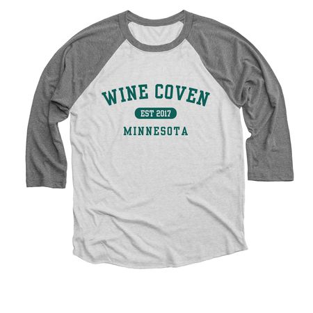 Wine Coven College, a Premium Heather and Heather White 3/4 Sleeve Baseball Tee