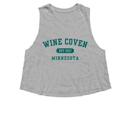 Wine Coven College, a Athletic Heather Women's Cropped Racerback Tank