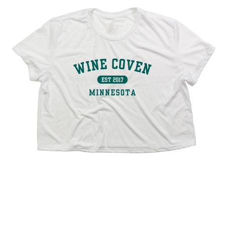 Wine Coven College, a White Women?s Flowy Cropped Tee