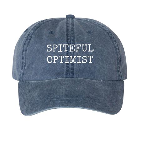 Spiteful optimist, a Navy Printed Pigment Dye Baseball Cap