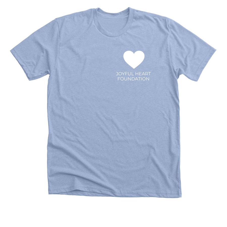 The White Heart Tee, a Heather Baby Blue Premium Unisex Tee