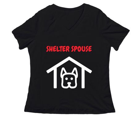 Spouse Shirts, a Black Women's Relaxed V-Neck Tee