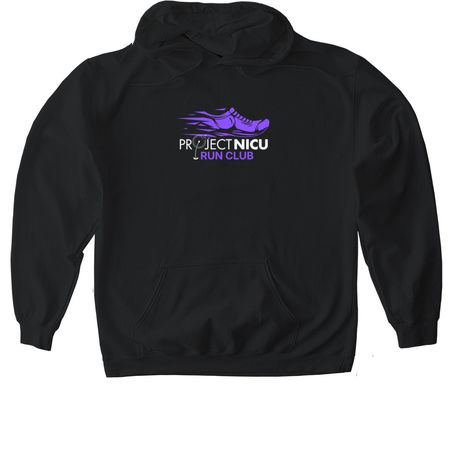 PROJECT NICU RUN CLUB, a Black Gildan Softstyle Pullover Hoodie