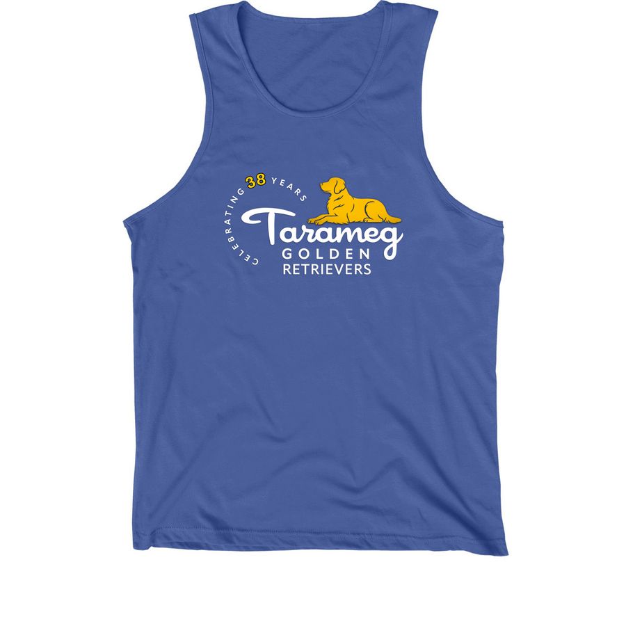 Tarameg 38 Years White Logo Tanktop, a True Royal Premium Cotton Tank
