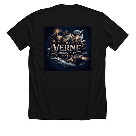 The Verne Chronicles, a Solid Black Blend Premium Unisex Tee (back-view)