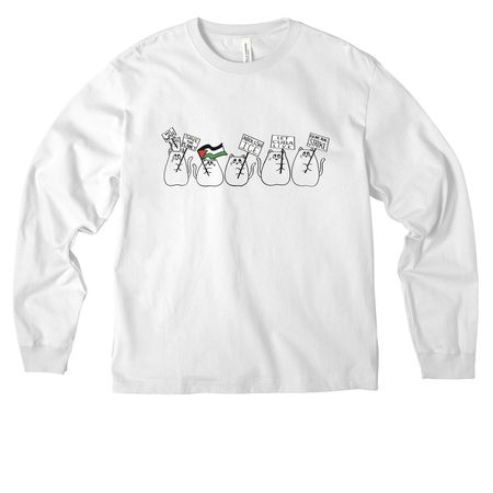 Protest Cat Top, a White Unisex Heavyweight Long Sleeve Tee