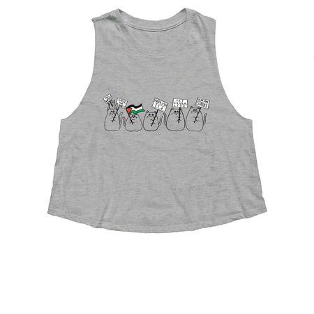Protest Cat Top, a Athletic Heather Women's Cropped Racerback Tank
