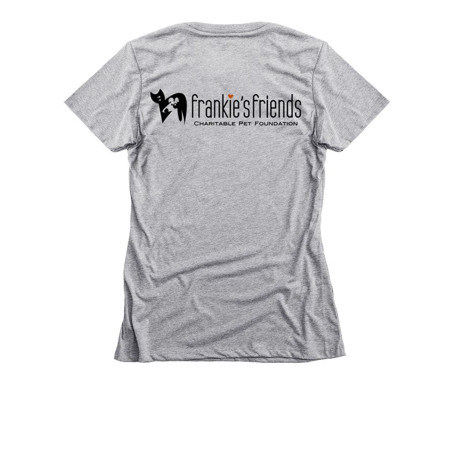 Love pets, Save pets, a Dark Heather Grey Women's Slim Fit Tee (back-view)