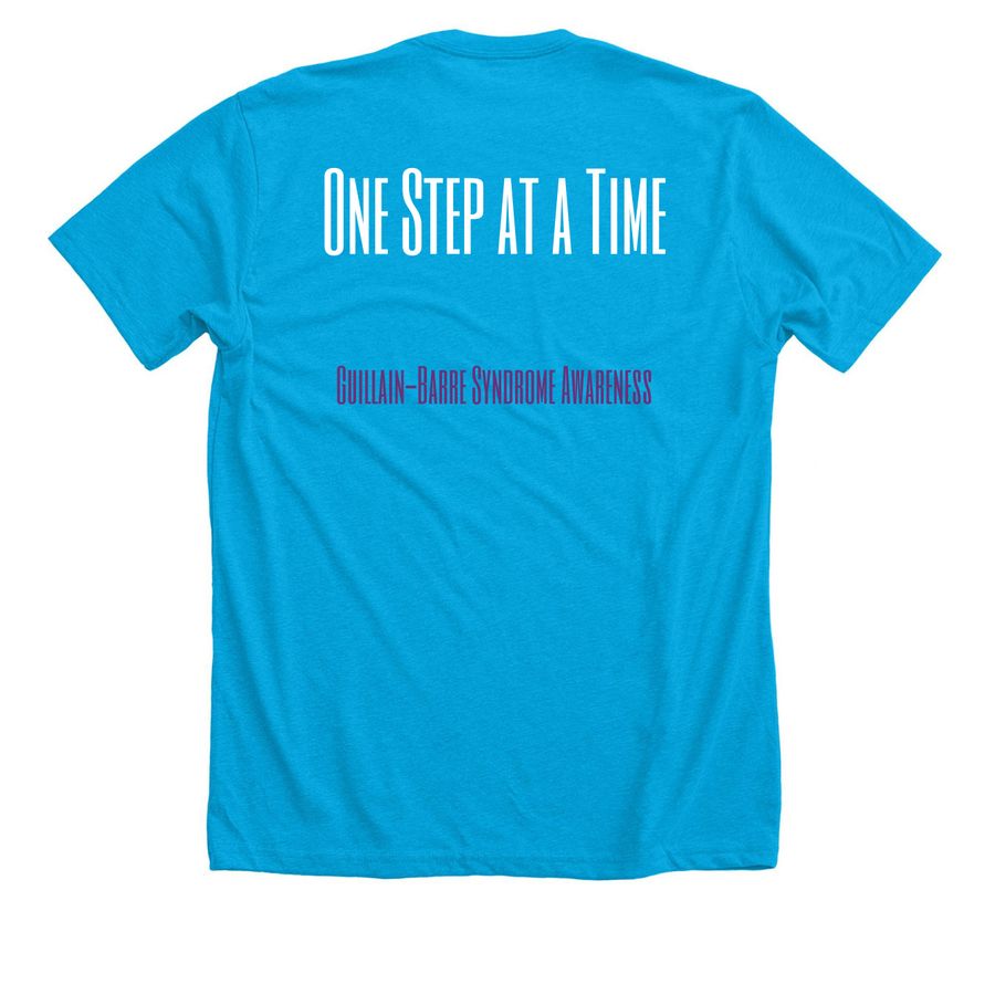 Fight With Mindy: GBS Awareness, a Neon Blue Premium Unisex Tee (back-view)