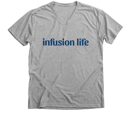 infusion life blue logo, a Athletic Heather Premium V-Neck Tee