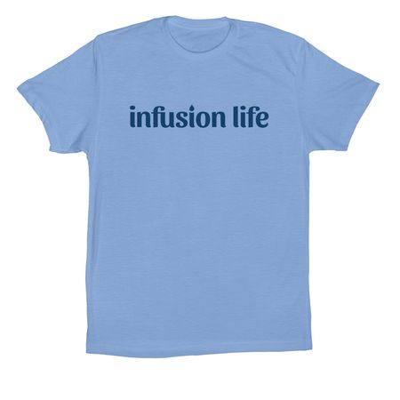 infusion life blue logo, a Carolina Blue Premium Cotton Tee