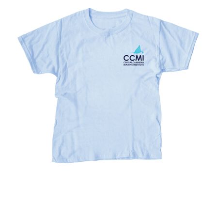 Support CCMI & help protect coral reefs, a Light Blue Youth Unisex Tee