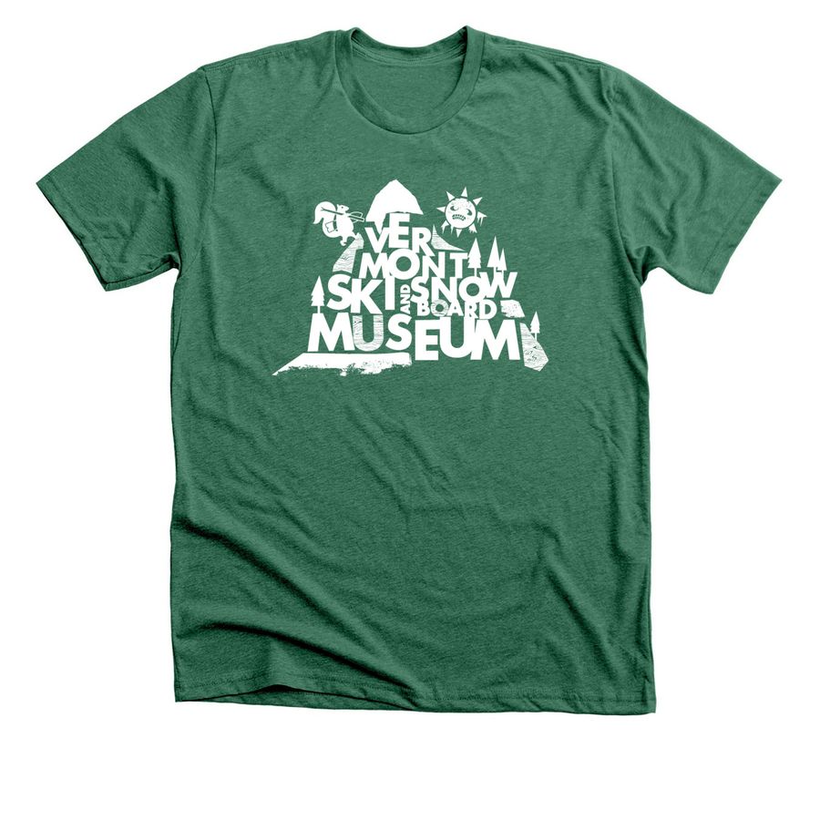 Vermont Ski & Snowboard Museum, a Heather Grass Green Premium Unisex Tee
