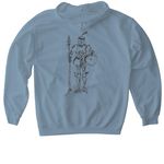 Hand Drawn Knight, a Stone Blue Gildan Softstyle Pullover Hoodie (back-view)