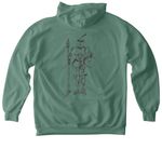 Hand Drawn Knight, a Light Green Comfort Colors Pullover Hoodie (back-view)
