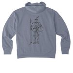 Hand Drawn Knight, a Basalt Grey Reclaimist Pullover Hoodie (back-view)